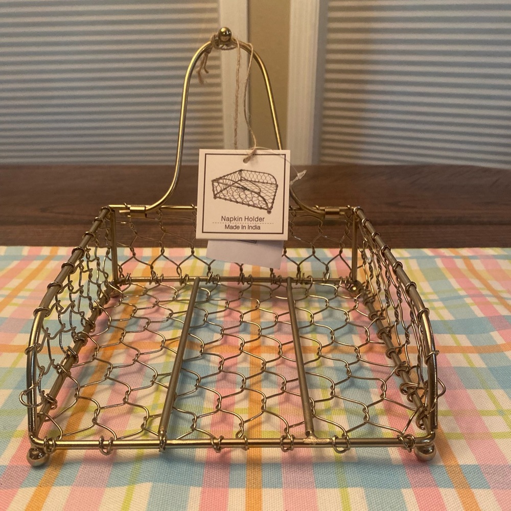 Gold Colored Napkin Holder With Swivel Arm, Tabletop Wired Metal Napkin Holder - Picture 5 of 12